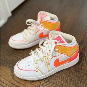 White with neon color Nike Air Jordan’s - Size 5